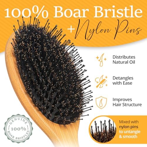 Belula Boar Bristle Hair Brush Set for Thick, Long and Curly Hair, Large - Image 5
