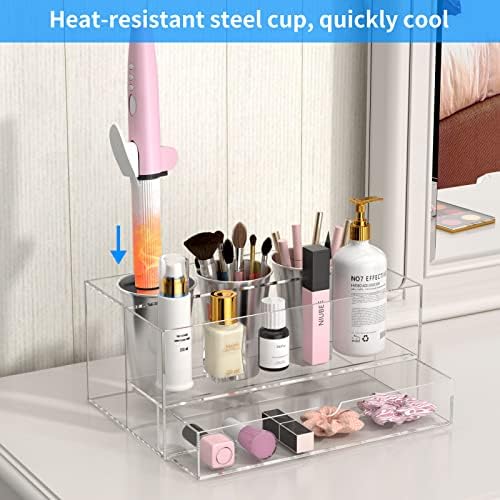 NIUBEE Acrylic Hair Tool Organizer with Drawer, Hair Dryer Holder Organizer - Image 2