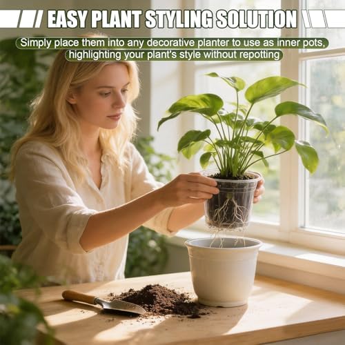 4/6/7/10 Inch Large Clear Nursery Pots with Drainage & Plant Tags - Image 7
