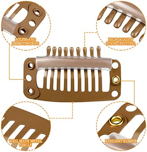 WILLBOND 30 Pcs Wig Clips Hair Extensions, 9-Teeth 32 Mm, Light Brown - Image 6
