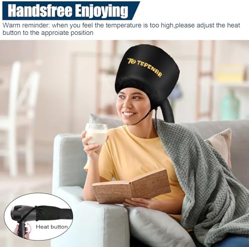 TEPENAR Hair Dryer Bonnet - Upgraded Extra Large Soft Adjustable Hooded Cap for Fast Hair Styling and Care - Image 7