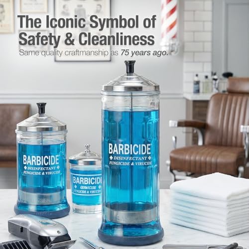 BARBICIDE Disinfectant Jar and Concentrate Starter Set (37 Oz Jar + 64 Fl Oz)– Professional Salon, Spa & Barber Tool Sanitizing Kit - Image 2