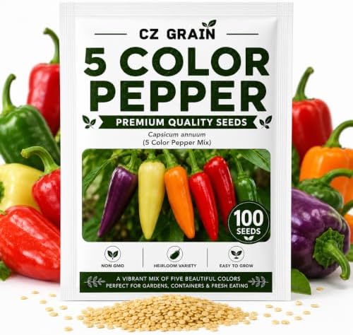 Five Color Pepper Seeds for Planting Sweet Pepper Mix - 100 Premium Seeds by CZGrain