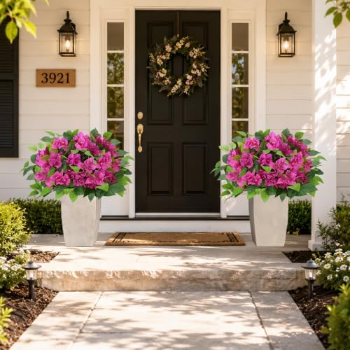 2Pack Artificial Bougainvillea Tree, Red Fake Bushes for Outdoor - Image 7