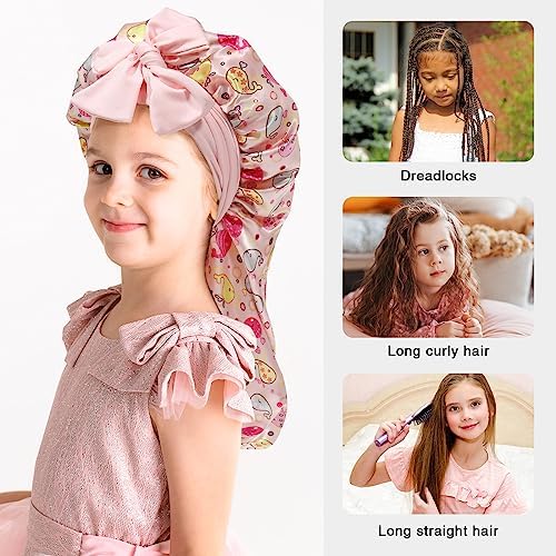 AWAYTR Kids Bonnets for Girls - Satin Long Hair Braid Bonnet for Sleeping - Image 4
