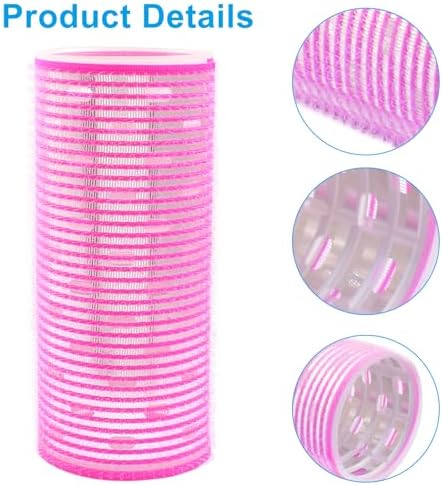 4 Pcs Hair Curlers Rollers, Rose Red, Light Pink, Purple, Black - Image 3