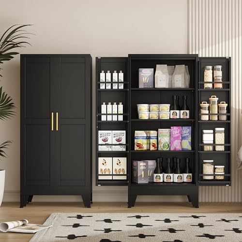 GAIOUS Metal Kitchen Pantry Cabinet, Food Storage Cabinets Black Cupboard - Image 6
