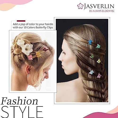 JASVERLIN Butterfly Clips for Hair, Mini Jelly Hair Claw Clips 50 Pcs - Image 5