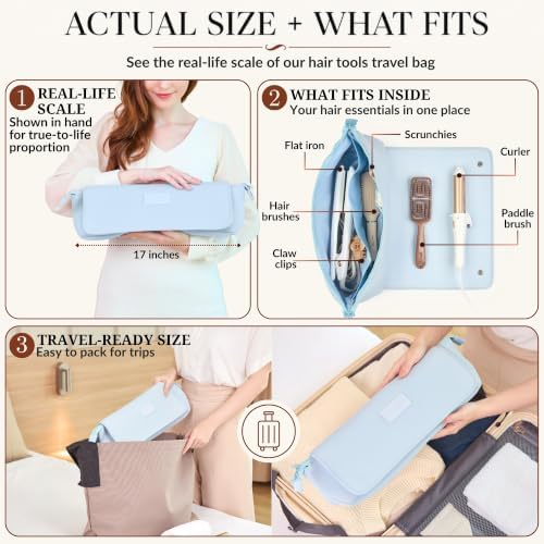 BAREFOOT CARIBOU Hair Tools Travel Bag and Heat Resistant Mat 17"(BabyBlue) - Image 2