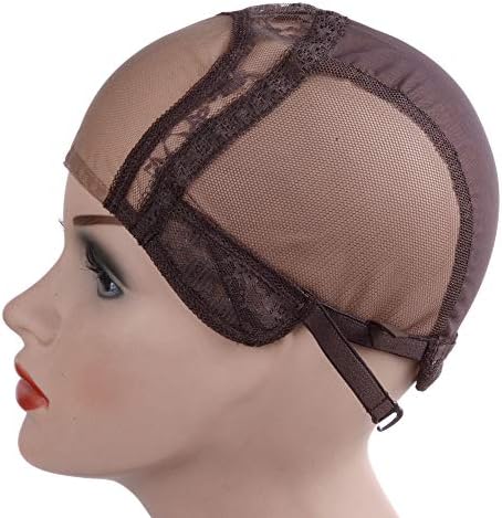 YANTAISIYU 4X4 Inch U Part Swiss Lace Wig Cap for Making Wigs with Adjustable Straps on the Back Glueless Hairnets (Dark Brown M) - Image 6