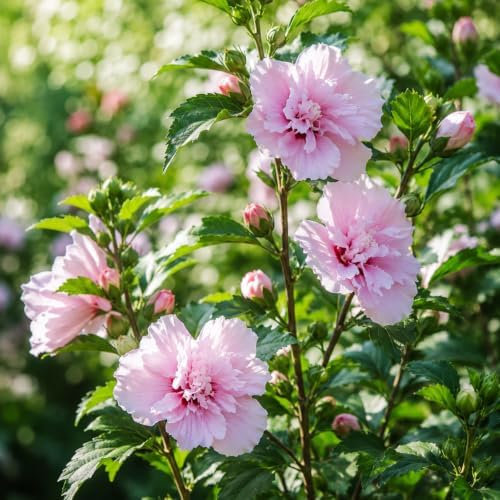 Pink Rose of Sharon Plant Live, 8-12" Tall Quart Pot Flowering Trees, Hibiscus Shrubs for Outdoor Planting, Landscaping & Garden Bed (DORMANT Plant) - Image 3