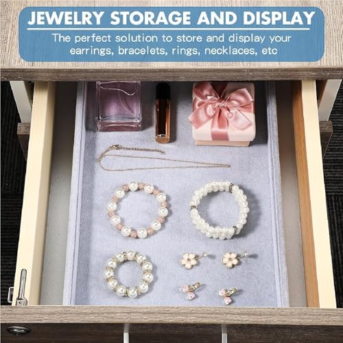 Quelay Velvet Stackable Jewelry Tray Showcase Display Grey 6 Pcs - Image 5