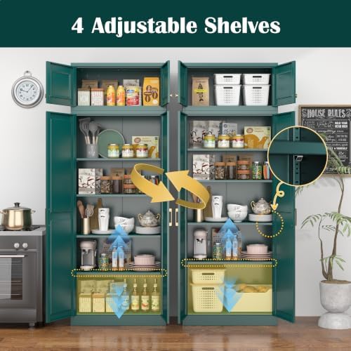 Steeloong 86"Metal Pantry Storage Cabinet with Doors & 4 Adjustable Shelves - Image 5
