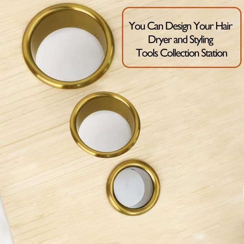 Hair Styling Station Dryer Curling Iron Appliance Hot Iron Tools Holder Tube (Golden, 3inch, 2inch, 1.5inch, 1.78inch) - Image 4