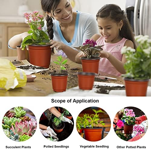 Augshy 120 Pcs Plastic Plants Nursery Pot, Seed Starting Pots 4,5,6-Inch - Image 6