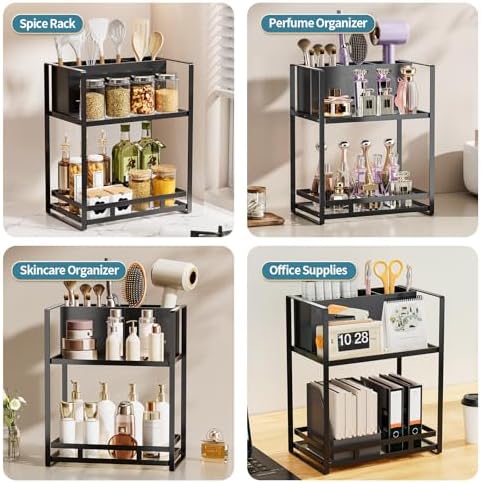 Bathroom Counter Organizer, Metal Vanity Shelf with Hair Dryer Holder - Image 6