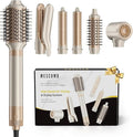 MESCOMB 6 in 1 Hair Dryer and Straightener, Hot Air Styler Wrap - Fast Drying, 1500W Air Dryer with Straightener, Frizz-Free Blowout Brush for Smoothing & Curling, Volumizing(Champagne) by MESCOMB