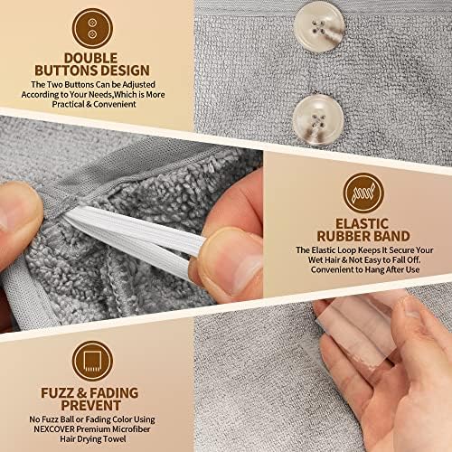 NEXCOVER Microfiber Hair Wrap, 2 Pack Grey 9.8 inch x 25.5 inch, Turbans Ultra Absorbent Fast Drying Head Towels for Long, Curly, Thick Frizzy Hair - Image 3