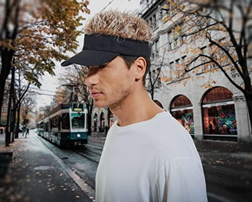 Funny Hats with Fake Hair Frosted Tips Wig Visor Cap for Men Women - Image 6