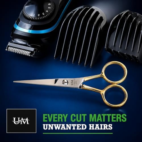 UM Supplies Hair Scissors | Premium Shears For Hair Cutting | Professional Barber Scissors with smooth Razor I Haircut Scissors For SalonIWomen Mens|kidsIPets (Silver) (SILVER-GOLD 4.5) - Image 4