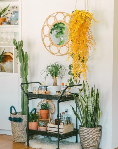 RECUTMS 3Pcs Fake Eucalyptus Vines Hanging Plants Yellow Fall Decor - Image 4