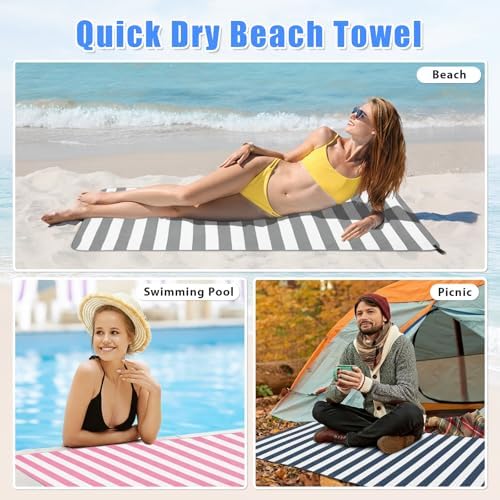 Sfee 2 in 1 Microfiber Beach Towel, Quick Dry Towel Camping Towel Travel Towel Super Absorbent Compact Lightweight Sports Gym Towels Set for Beach, Gym, Hiking, Pool, Backpacking, Bath, Yoga - Image 4