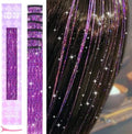 IDN BEAUTY Hair Tinsel Clip In Purple Sparkle Hair Extensions 24 Inch 6pcs by IDNBEAUTY