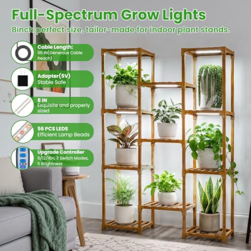 8in LED Grow Light Strip for Indoor Plants Growing, Full Spectrum - Image 2