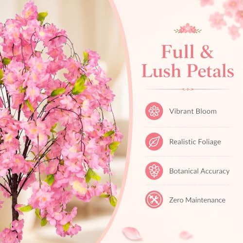 6FT Artificial Cherry Blossom Tree, Faux Sakura Tree for Indoor - Image 2