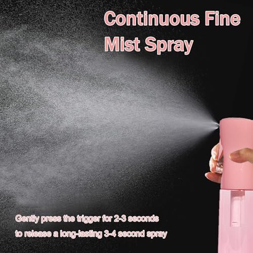 3 Pack Spray Bottles, 2-Pack Continuous Spray Bottles,Fine Water Mist Spray Bottles for Hair 6.8 OZ (200 ML) and 1oz 30ml Travel Spray Bottle Mister for Cleaning,Hairstyling,Plants,Pets Pink Black - Image 4