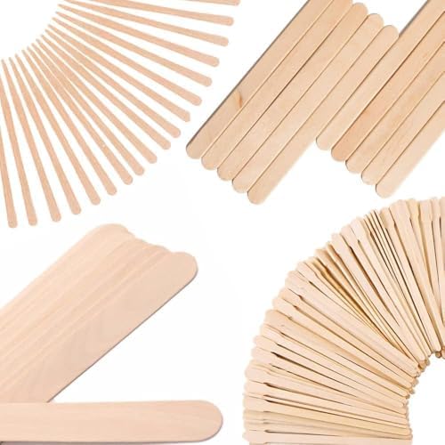 Mibly 4 Style Assorted Wooden Wax Sticks for Body Legs Face and Small Medium Large Sizes Eyebrow Waxing Applicator Spatulas for Hair Removal or Wood Craft Sticks (Pack of 800) by MIBLY