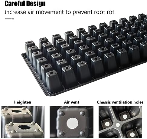 RooTrimmer Deep 72 Cell Seedling Trays, Thick Durable 72 Cell Plug Tray Big Cell Seed Trays for 1020 Flat Trays Germination (10-Pack, 21.25"×11", 2.36" Height, High) - Image 5