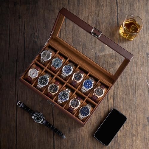 ProCase 12 Slots Watch Case Box for Men -Espresso - Image 4