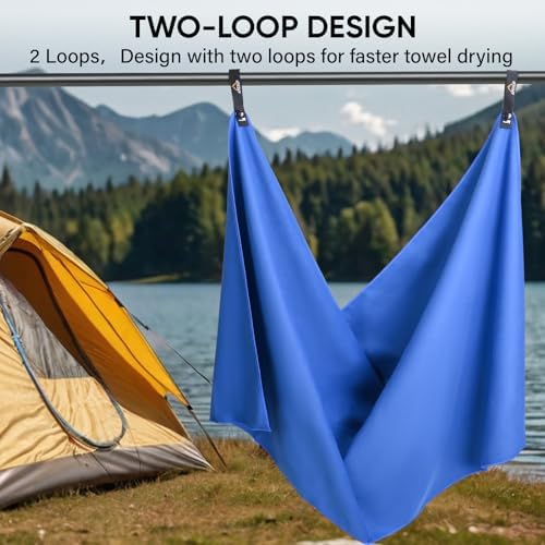 APEXUP Microfiber Travel Towel, Ultra Absorbent Quick Dry Towels, Lightweight Gym Sports Camping Towel for Workout, Yoga, Beach, Shower, Swimming (24"×12", Dark Blue) - Image 6
