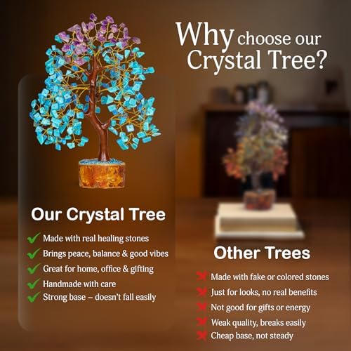 YATSKIA Amethyst Turquoise Crystal Tree of Life, Unique Gifts for Women, Mom & Friends, Handmade Gemstone Tree, Boho Room, Shelf & Office Desk Decor, Birthday Gifts - Image 6