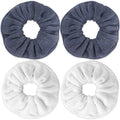 IVARYSS Super Towel Scrunchies for Drying Hair, Absorbent and Soft Microfiber for Frizz Free, Large Thick Ponytail Holder Wet Hair Accessories for Women and Girls, 4 PCS (White Grey) by IVARYSS