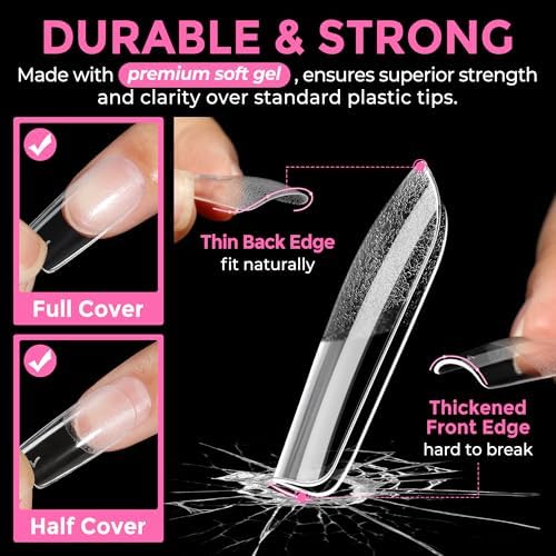 UNA GELLA Medium Square Soft Gel Nail Tips 216pcs - Image 5