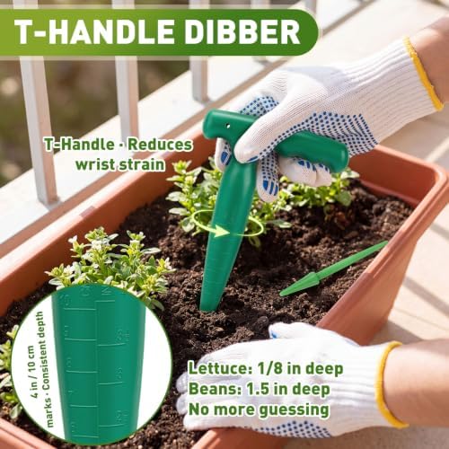 Seed Planter Tools with Garden Dibbers, Seed Spreaders, 9 Pcs - Image 3