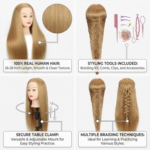 Mannequin Head 80％ Real Human HairTraining Head - Image 7