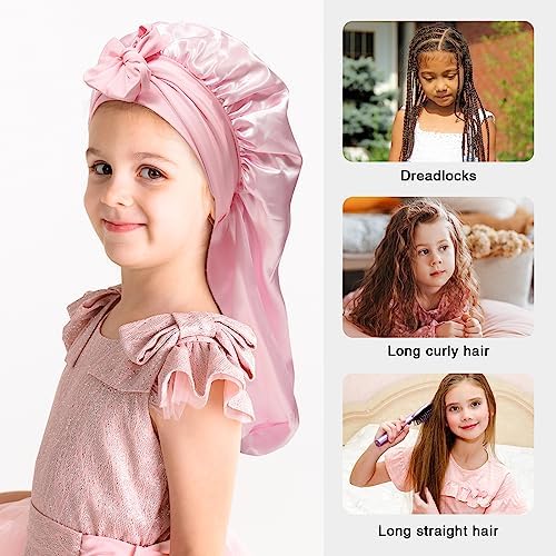 AWAYTR Kids Bonnets for Girls - Satin Long Hair Braid Bonnet for Sleeping - Image 5