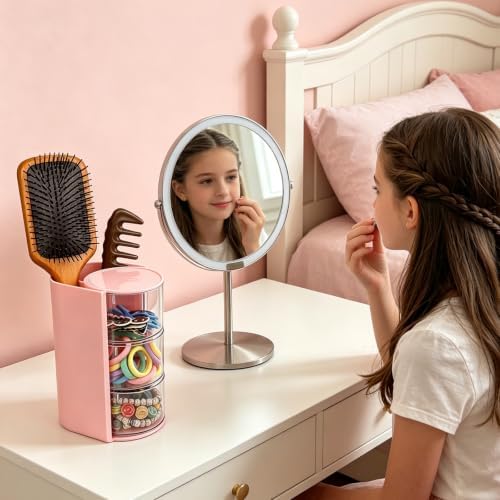 Hair Accessories Hair Ties Organizer with Hair Brush Holder - Pink - Image 2