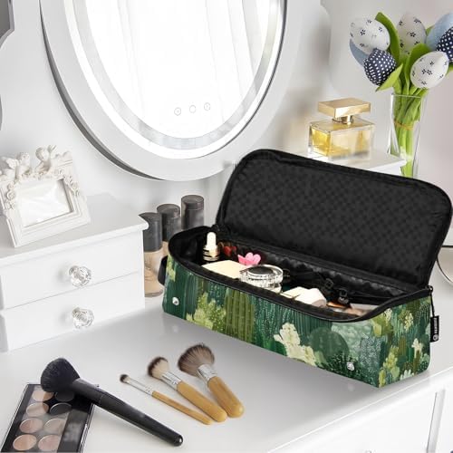 Hair Tools Travel Bag with Heat Resistant Mat 2-in-1 Hot Tools Travel Bag Organizer Flat Curling Iron Travel Case for Straightener Green Cacti Plants - Image 7