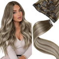 LaaVoo Human Hair Clip in Extensions Balayage Blonde, 5pcs 16inch by LaaVoo