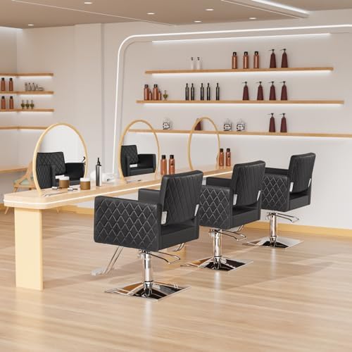 Bonnlo Salon Chair for Hair Stylist Wide Seat, Hydraulic Barber Chair with Aluminium Alloy Footrest, Black Hair Salon Chair Styling Heavy Duty, Beauty Spa Cosmetology Shampoo Hairdressing Equipment - Image 2