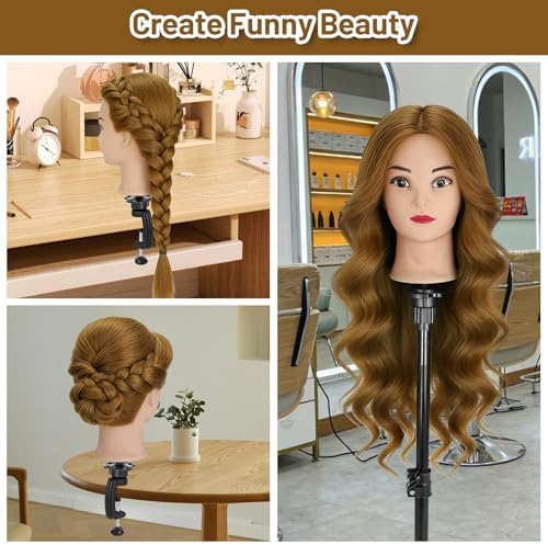 26" Mannequin Head with Hair for Hairdressing Training and Hair Styling - Image 5