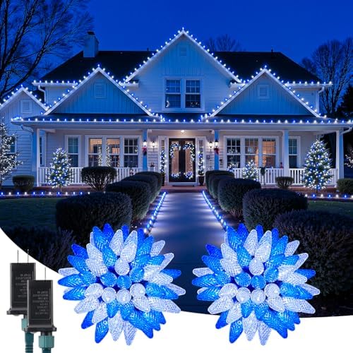 2 Pack 88FT 110 LED C9 Christmas Lights Outdoor Blue White Christmas Lights by Minetom