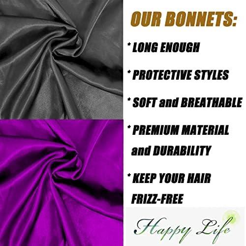 Wbfwbb 2 Pcs Silk Bonnet for Women Satin, Soft Elastic Band Silky Sleeping Cap Big Bonnets for Braids - Image 4