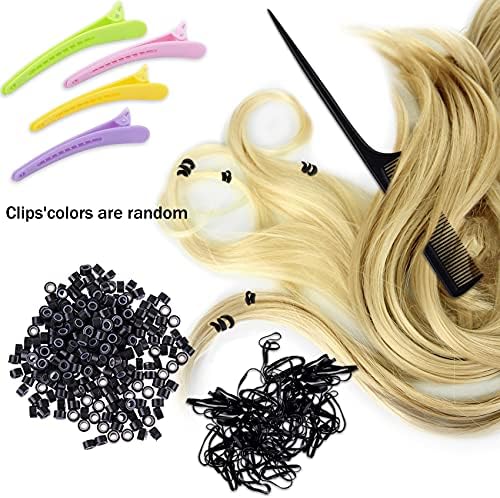 Duufin Hair Extension Tool Kit 500 Pcs Black Hair Extension Beads With Tool - Image 6