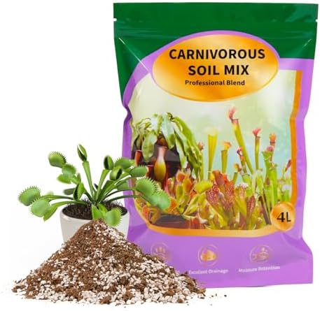 Carnivorous Plant Soil Mix 4qt, Pure Peat Moss and Perlite Mixture for Venus, Pitcher, Butterwort, Nepenthes, Sundew by Omitgoter