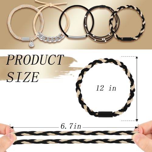 KANPRINCESS 5Pcs Boho Hair Tie Bracelet, Elastic Ponytail Bands for Women - Image 2